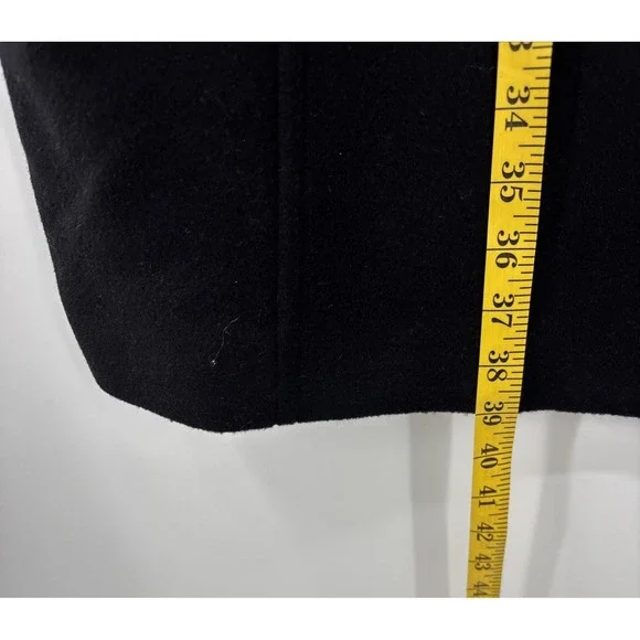 LL Bean Pea Coat Womens Plus 1X Bellandi Italian Soft Wool Insulated Black - Picture 6 of 12